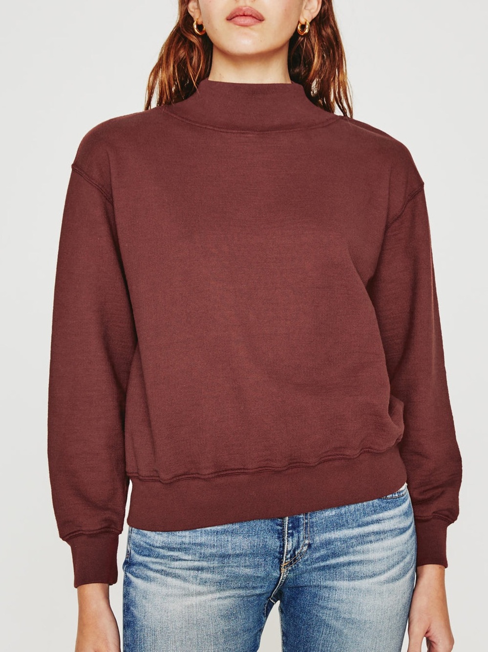 AG Adriano Goldschmied Mock Neck 100% Cotton Pullover Sweater Women’s Size Large